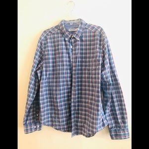 Nautica Mens Shirt Size XL Blue Plaid Button Down